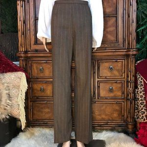 Kasper Chestnut Pink Pinstripe Micro Chevron Flat Front Pant